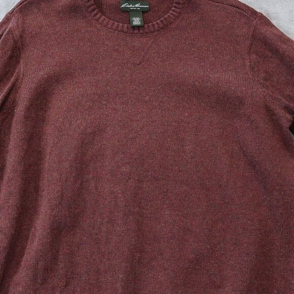 Eddie Bauer Sweater Mens Red Extra Large Knit Cardigan Crewneck Pullover Cotton - Picture 3 of 13